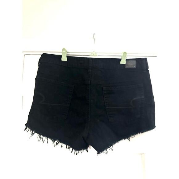 AMERICAN EAGLE Black Distressed Stretch Shorts - Curve Plus Sz 14 - Picture 5 of 5